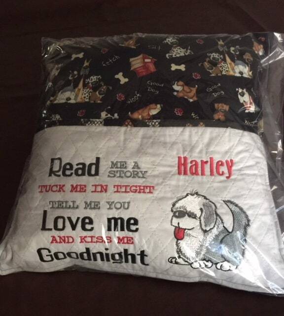 Custom Decorative Puppy Pillow With Cover - Read Me A Story Tuck in Tight Tell You Love & Kiss Goodnight
