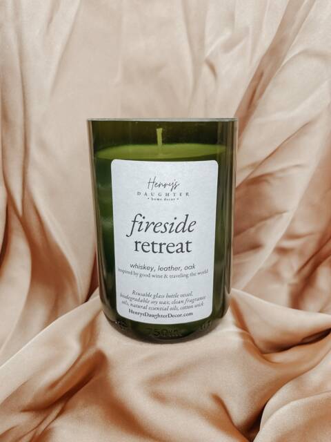Fireside Retreat - Whiskey & Leather Wine Bottle Candle - image 1
