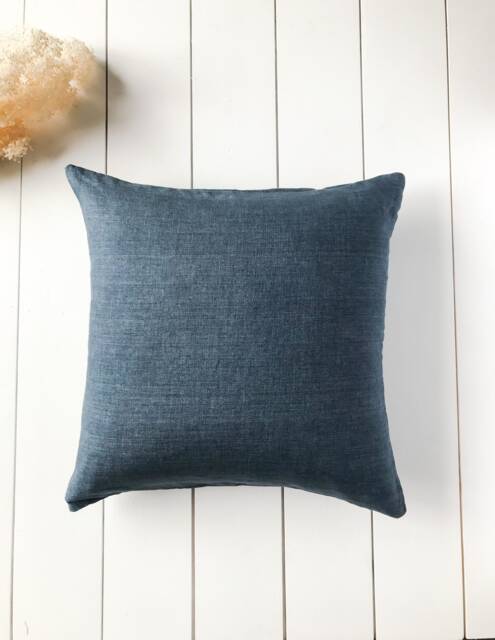 Set Of 2, 4, 6 Softened Linen Pillow Cases in Navy Blue Melange/Linen Throw Covers Denim Blue/Decorative Cases/ - image 1