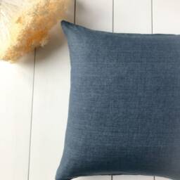Set Of 2, 4, 6 Softened Linen Pillow Cases in Navy Blue Melange/Linen Throw Covers Denim Blue/Decorative Cases/ - thumbnail 2