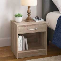 Wooden Bedside Cabinet Bedroom Furniture Storage Nightstand Side Tables Oak - thumbnail 2