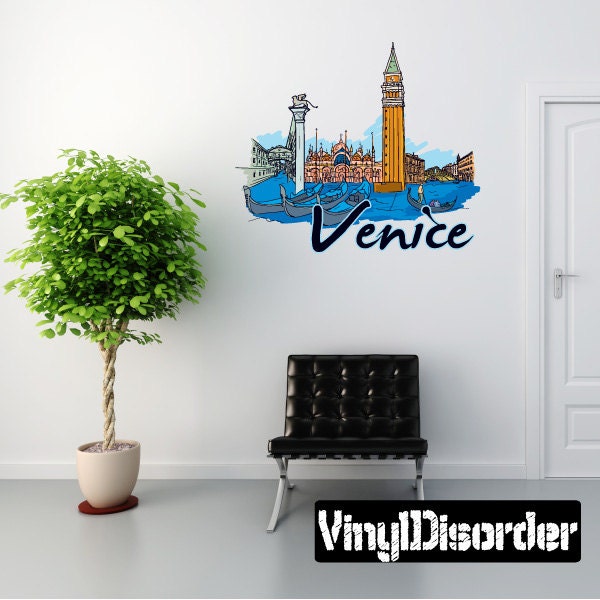 Famous City Venice Wall Decal - Fabric Vinyl Removable & Reusable Famouscityuscolor071Et