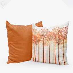 Orange Tree Velvet Cushion Cover Set Double-Sided Print, 7 Sizes - thumbnail 1