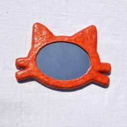 Cat's Head Mirror No.6, Decorative Wall Mirror, Orange Cat, Unique Hand Made Mirror, Cat Lover's Furniture