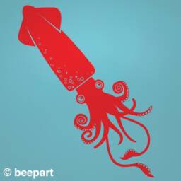 Squid Wall Decal - Animal Art, Decal, Sea Creatures, Kids Room Nursery Squid Decor - thumbnail 2