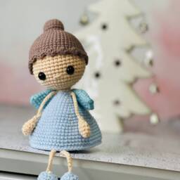 Crochet Christmas Fairy - Flying Amigurumi Stuffed Ornament For Child & Baby's Room Pink Doll - thumbnail 3