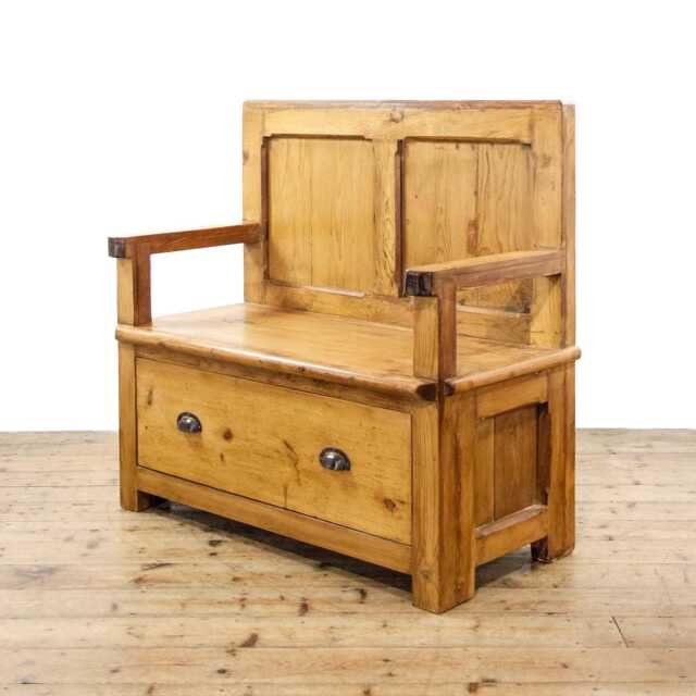 Rustic Pine Settle Bench - Furniture - M-6452 - image 1