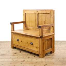 Rustic Pine Settle Bench - Furniture - M-6452