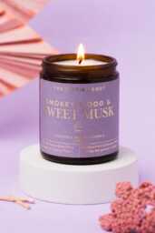 Sweet Musk Soy Candle, Amber Jar Woodsy Cosy Home Fragrance, Housewarming Gift, Gift For Her UK