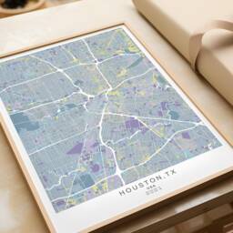 Houston Travel Map Poster in Different Colors & Sizes - Texas Wall Art - thumbnail 1