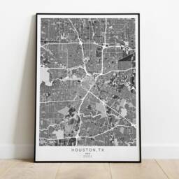 Houston Travel Map Poster in Different Colors & Sizes - Texas Wall Art - thumbnail 3