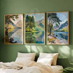Set Of 3 Buttermere Lake District Travel Poster, UK Wall Art, Scenic Print, Decor, Art - thumbnail 3