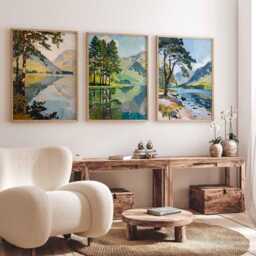 Set Of 3 Buttermere Lake District Travel Poster, UK Wall Art, Scenic Print, Decor, Art - thumbnail 4