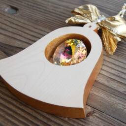 Wooden Bell With Crystal Wall Window Decoration Ornament - thumbnail 2