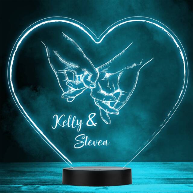 Hands Holding Pinky Valentine's Day Personalised Gift Colour Change Night Light - image 1