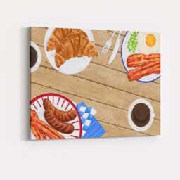 Rustic Full English Breakfast Watercolour Food Illustration Canvas Wall Art Print Decor Picture Ready To Hang - thumbnail 4
