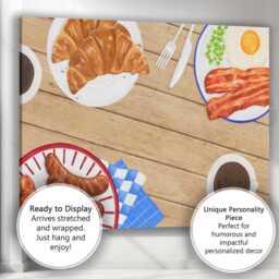 Rustic Full English Breakfast Watercolour Food Illustration Canvas Wall Art Print Decor Picture Ready To Hang - thumbnail 3