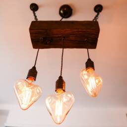 Triple Heartwood Elegance Wooden Chandelier With Three-Bulb Ceiling Cluster Pendant - thumbnail 2