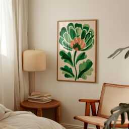 Green Floral Poster - Abstract Botanical Flower Art Modern Painted Wall Print - thumbnail 2