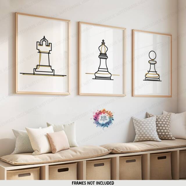 Minimal Chess Wall Art - Set Of 3 Boho Posters - Player Gift Line Drawing Print Home Decor Lover Prints Kids Gifts - image 1