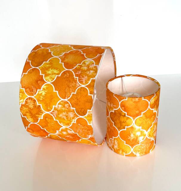 New Made To Order Lamp Shade Moroccan Pattern Mixed Fabric Mustard Yellow Marble Effect Moroccan Pendant Light - image 1
