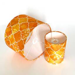 New Made To Order Lamp Shade Moroccan Pattern Mixed Fabric Mustard Yellow Marble Effect Moroccan Pendant Light - thumbnail 2