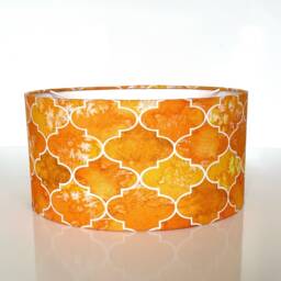 New Made To Order Lamp Shade Moroccan Pattern Mixed Fabric Mustard Yellow Marble Effect Moroccan Pendant Light - thumbnail 3