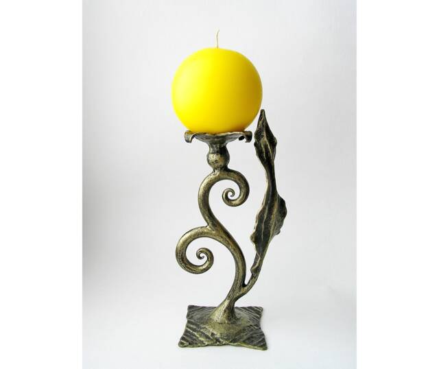 Gold Candlestick Leaf With For Your Home Or As A Gift Housewarming Party, Wedding, Larp - image 1