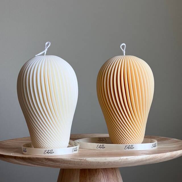 Spiral Soy Wax Candle Hand-Poured Sculptural Pillar Candle - image 1