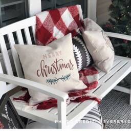 Merry Christmas Linen Pillow Cover - Rustic Farmhouse Decor - thumbnail 2