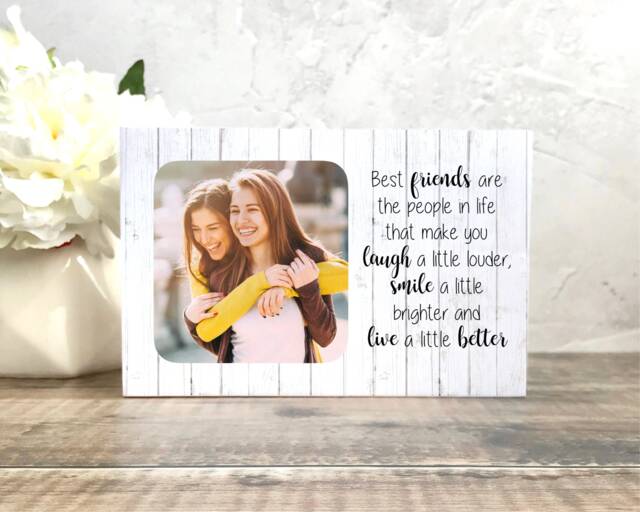 Best Friend Birthday Gift, Personalized Photo On Wood, Friendship Friends Frame, Bestie Gift - image 1