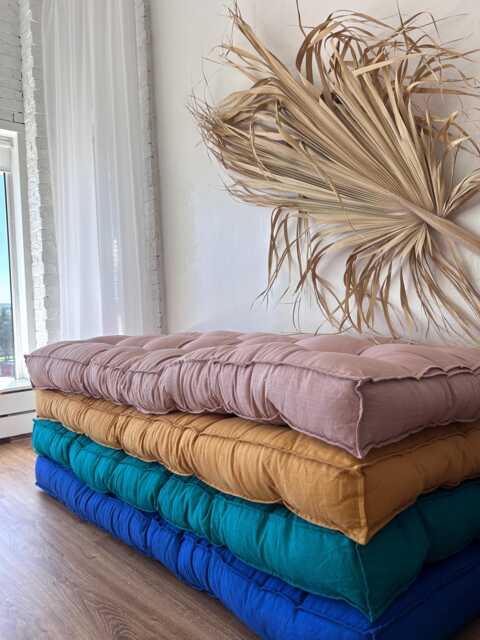 Linen Floor Cushion, French Style Bench Handmade - image 1