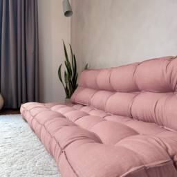 Linen Floor Cushion, French Style Bench Handmade - thumbnail 3