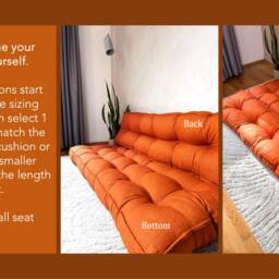 Linen Floor Cushion, French Style Bench Handmade - thumbnail 2