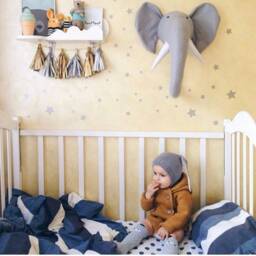 Felt Elephant Faux Taxidermy Head Handmade Nursery Wall Decor - thumbnail 3