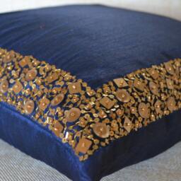 Decorative Pillow Covers, Navy Blue Case, Gold Pillow, Sequin Bead Cushions, Wedding Anniversary Gifts, Housewarming Gifts - thumbnail 2