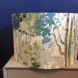 Watercolour Trees Lampshade, Handmade in Green & Teal Fabric, 25cm Diameter - thumbnail 4