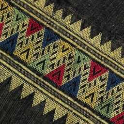 Vintage Hmong Hemp Pillow Handwoven Tribal Textile, Navy Batik - thumbnail 3