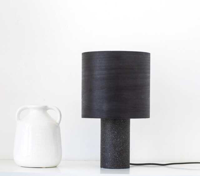 Black Wood Table Lamp, Mid-Century Modern Bedside Handmade Desk Lamp - image 1