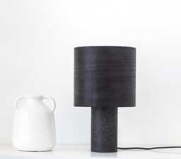 Black Wood Table Lamp, Mid-Century Modern Bedside Handmade Desk Lamp - thumbnail 1