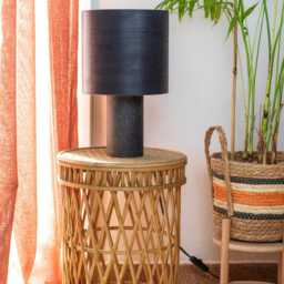 Black Wood Table Lamp, Mid-Century Modern Bedside Handmade Desk Lamp - thumbnail 4