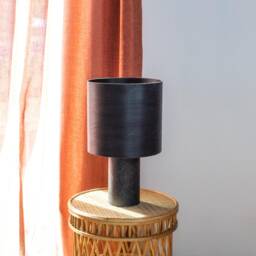 Black Wood Table Lamp, Mid-Century Modern Bedside Handmade Desk Lamp - thumbnail 2