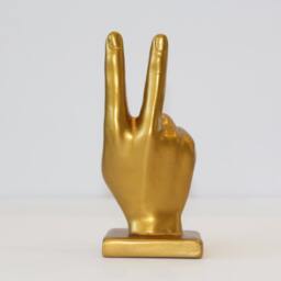 Peace Sign Hand Sculpture - Victory Gesture Decor, 3D Printed Statue, Modern Desk Ornament, Positive Energy Gift, Cool Home Decor - thumbnail 2