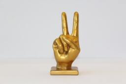 Peace Sign Hand Sculpture - Victory Gesture Decor, 3D Printed Statue, Modern Desk Ornament, Positive Energy Gift, Cool Home Decor - thumbnail 1