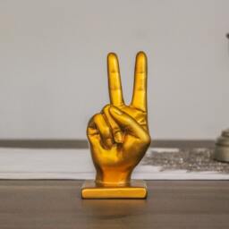 Peace Sign Hand Sculpture - Victory Gesture Decor, 3D Printed Statue, Modern Desk Ornament, Positive Energy Gift, Cool Home Decor - thumbnail 3