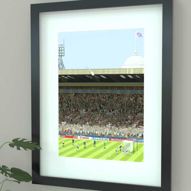 England V Scotland Euro 96 Illustrated Art Print - Paul Gascoigne Gazza Goal Poster Gift - image 1