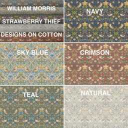 William Morris Large Footstool, Castor Legs Wheels, Upholstered Coffee Table - thumbnail 4