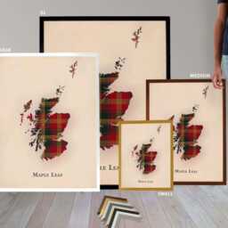 Clan Maple Leaf Scottish Tartan Map - Of Scotland Family Wall Decor, Ready To Hang - thumbnail 3