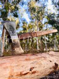 Hand Forged Double Headed Viking Axe, Ash Wood Shaft, Wall Decor - thumbnail 1