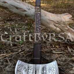 Hand Forged Double Headed Viking Axe, Ash Wood Shaft, Wall Decor - thumbnail 3
